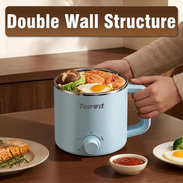1.6L Electric Pot, Ramen Cooker with 304 Stainless Steel Material | Dual Power Setting, Cooking for Hot Pot, Pasta, Oatmeal, Soup & Egg, Overheat & Boil-Dry Protection, for Dorm & Office5