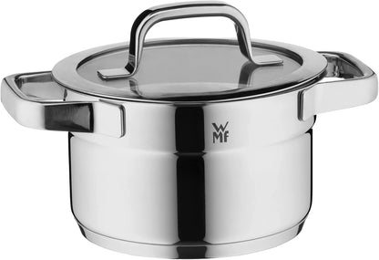 Compact Cuisine 5-Piece Induction Saucepan Set with Glass Lid, Polished Cromargan Stainless Steel, Induction Pots Set, Uncoated, Inner Scale10