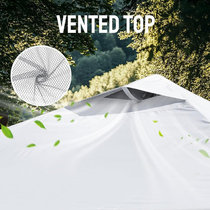 CROWN SHADES 10X10 Pop up Canopy Tent, Outdoor Canopy, White | Patented CENTERLOK One Push Instant,Outdoor Canopy with STO-N-GO Bag,8 Stakes &4 Sand Bags,Waterproof,Vented,Beach,Camping6