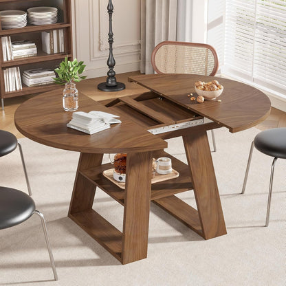43.3"-59" Extendable round Oval Dining Table for 4-8 with Storage Shelf6