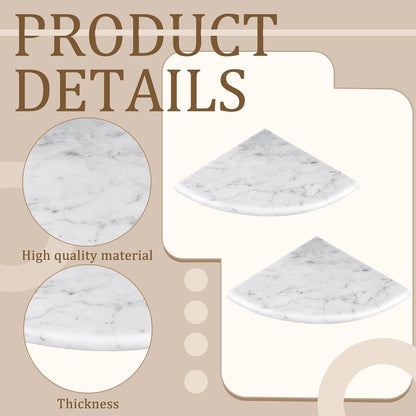 2 Pcs Marble Corner Shower Shelf, White and Gray Patterns3