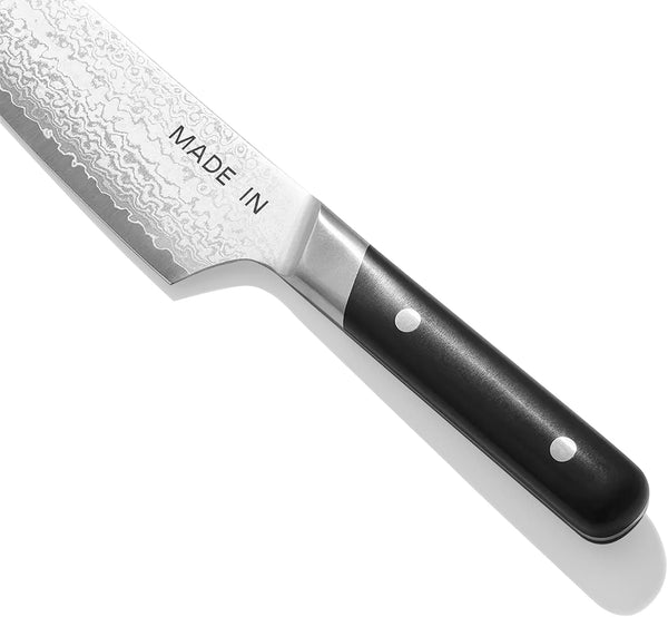 Made in Cookware - 8" Japanese Damascus Steel Gyuto (Chef Knife) - 66 Layers of Damascus Steel with a VG-10 Core - Crafted in Japan - Full Tang with Black POM Handle2