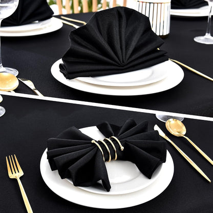 Set of 4 Black Cloth Napkins 17 X 17 Inches Solid Washable Polyester Dinner Napkins with Hemmed Edges for Dinners Parties Weddings Banquets Events Table Decoration4