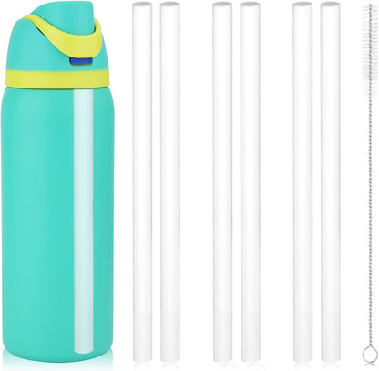 6PCS Replacement Straws for Owala Water Bottle 24 Oz 32 Oz Accessories | Reusable Plastic Straws with Cleaning Brush for Cup 24Oz 32Oz Travel Tumbler Parts for Sports Bottle (White)1