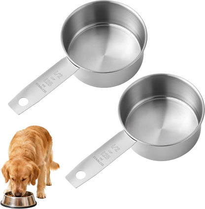 2 Pcs 1/2 Cup Dog Food Scoop, 125 ML, Stainless Steel1