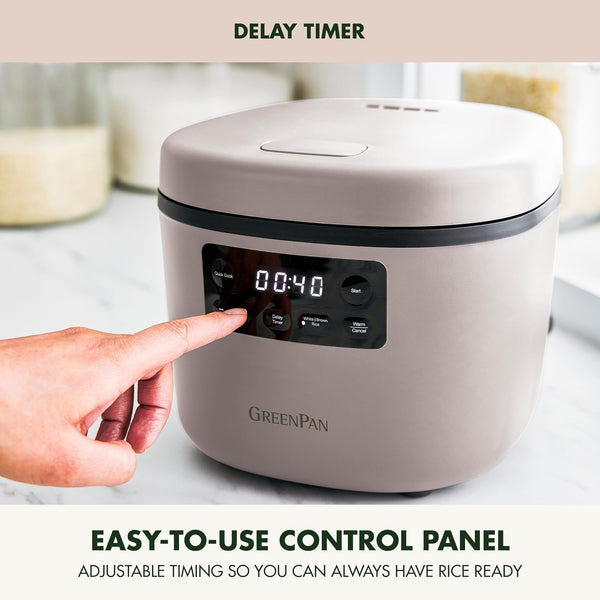 Advanced Rice Cooker, 4-Cups Uncooked/8-Cups Cooked, Removable Nonstick Ceramic Pfas-Free Pot, White & Brown Rice, Family Sized, Quick Cook in 25Mins, 6 Presets, Fuzzy Logic Tech, Clay7