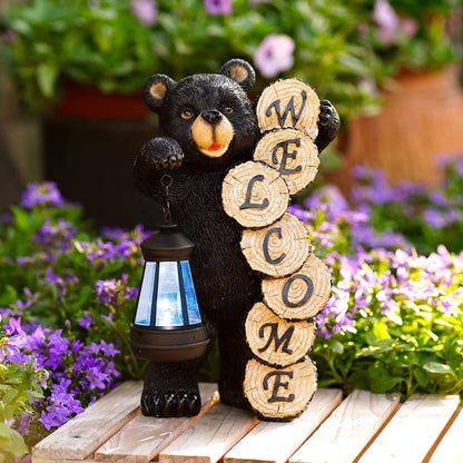 Solar Bear for Garden Decor: Weatherproof Resin Statues1