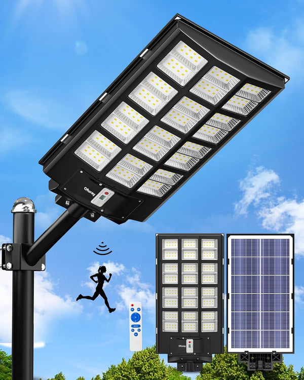 Solar Street Lights Outdoor Of-11000W, 30000Mah, 192 Leds, 3 Modes9