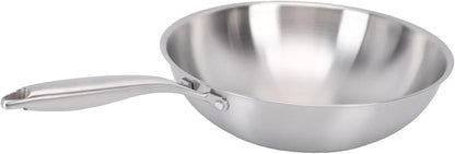 Wok Pan Stainless Steel Stir Fry Pan, 304 Stainless Steel Wok with Multi Layer Composite Cookware, Non Stick Cooking Surface, Flat Bottom for Chinese Stir Fry on Gas Electric (34CM)5