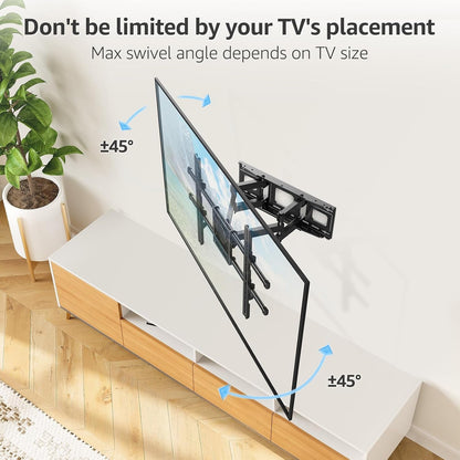 Full Motion TV Wall Mount for Most 40-85 Inch Flat Tvs up to 110 Lbs, Wall Mount Bracket with Dual Articulating Arms, Tilt, Level, Swivel, TV Mount Fits 12/16" Wood Stud, Max VESA 600X400Mm3