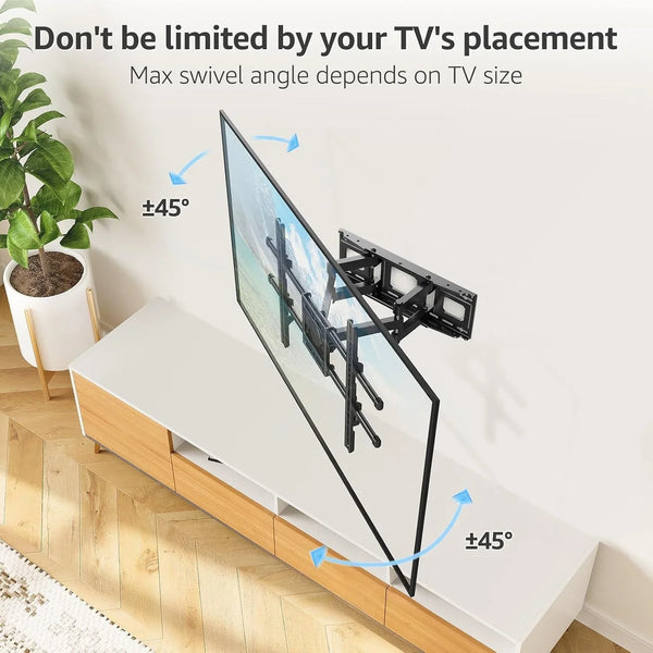 Full Motion TV Wall Mount for Most 40-85 Inch Flat Tvs up to 110 Lbs, Wall Mount Bracket with Dual Articulating Arms, Tilt, Level, Swivel, TV Mount Fits 12/16" Wood Stud, Max VESA 600X400Mm3