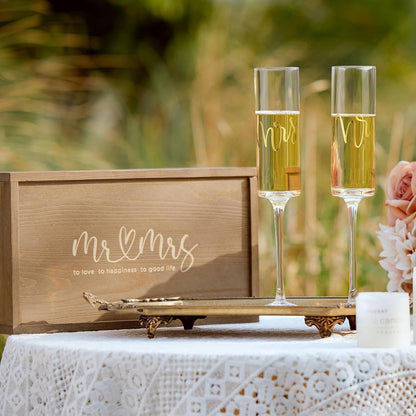 BRIDAL Mr and Mrs Champagne Flutes Set of 2, Engagement Gifts for Couple | Bridal Shower Gifts for Bride to Be Women, Wedding Gift for Newlyweds 2026, Bride and Groom Toasting Glasses with Wooden Box2