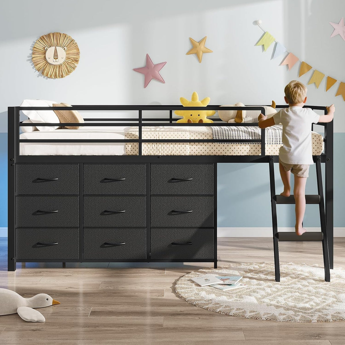 low-loft-bed-twin-size-with-9-storage-drawers-led-lights-loft-bed