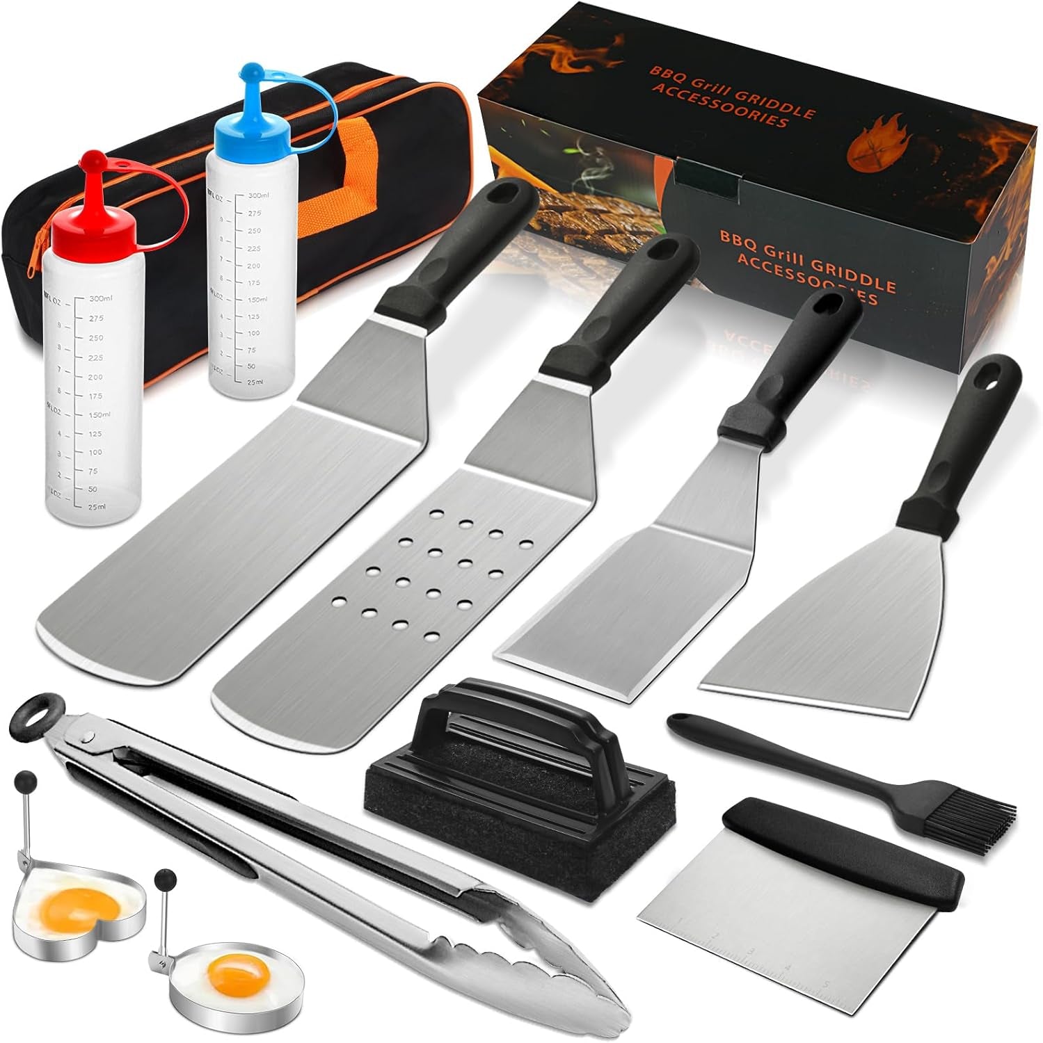14pcs-griddle-accessories-kit-flat-top-grill-accessories-set-for-blackstone-and-camp-chef-grill-spatula-set-with-enlarged-spatulas-scraper-for-outdoor-barbecue-griddle-tools-set-for-blackstone-grill-spatula-set-with-enlarged-spatulas-scraper-for-outdoor-barbecue