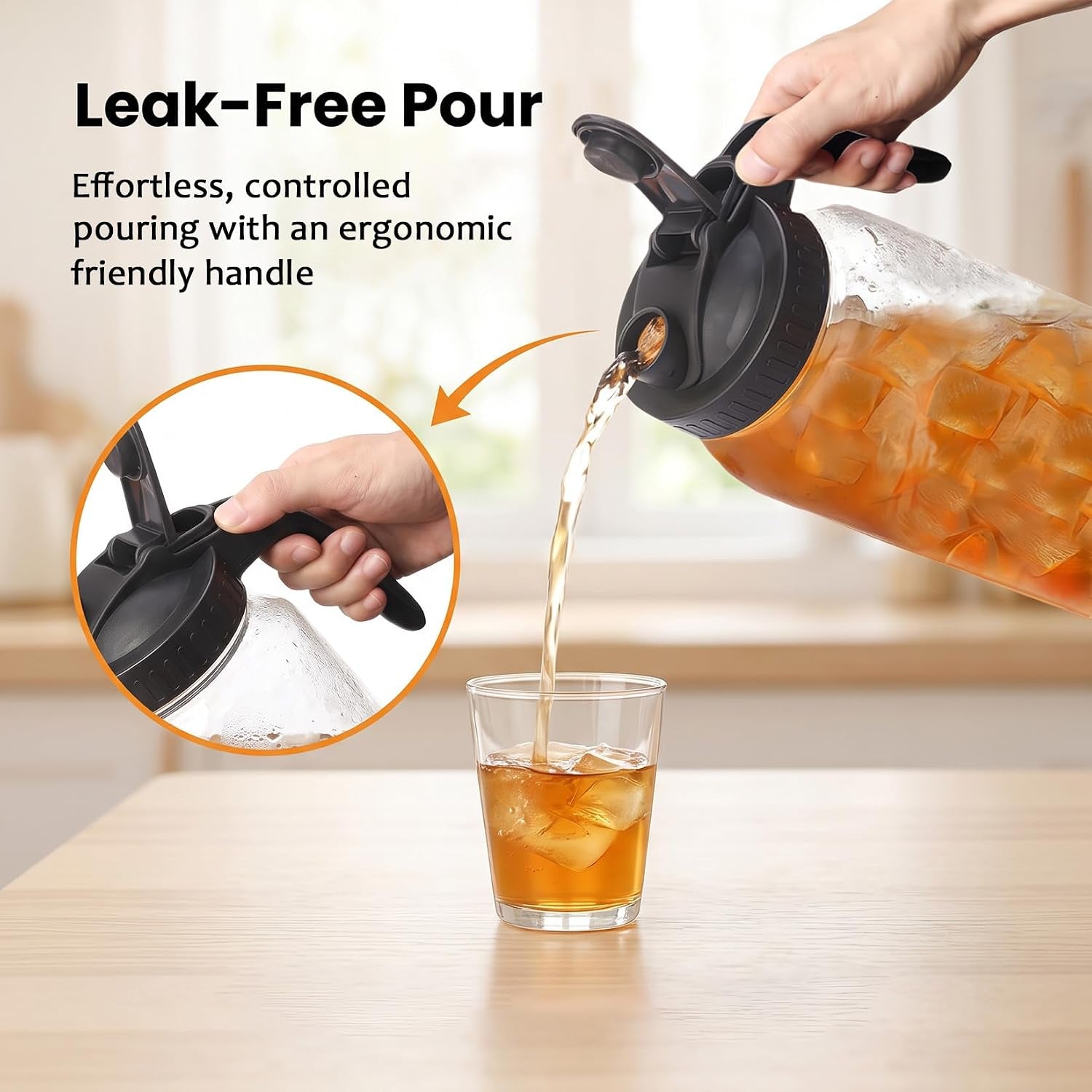 64oz2-quart-mason-jar-pitcher-glass-pitcher-with-lid-for-cold-brew-airtight-leakproof-pour-spout-lid-ergonomic-handle-wide-mouth-thick-glass-fridge-dishwasher-safe-for-sun-iced-tea
