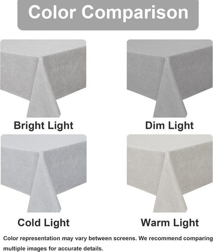 Faux Linen Tablecloth Wrinkle Resistant 52 X 70 Inch - Grey Washable Dust-Proof Rectangle Table Cloth for Kitchen Dining, Outdoor Picnic, Farmhouse Decorative Oblong Table Cover8