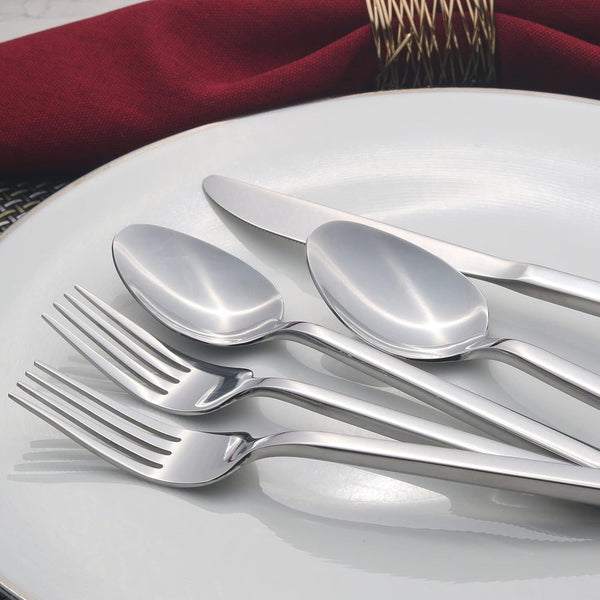 Cube 65-Piece Forged Stainless Steel Flatware Set Cutlery Set with Utensil-Serving Set, Silverware Set Service for 12, Mirror Finish, Dishwasher Safe3