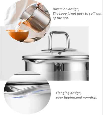 Stainless Steel Saucepan with Glass Lid, Sauce Pan, 2.5 Quart Cooking Pot, Perfect for Boiling Milk, Sauce, Gravies, Pasta, Noodles3
