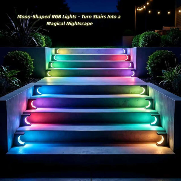Solar Stair Lights 4 Pack, Crescent Moon Design Outdoor Step Lights8