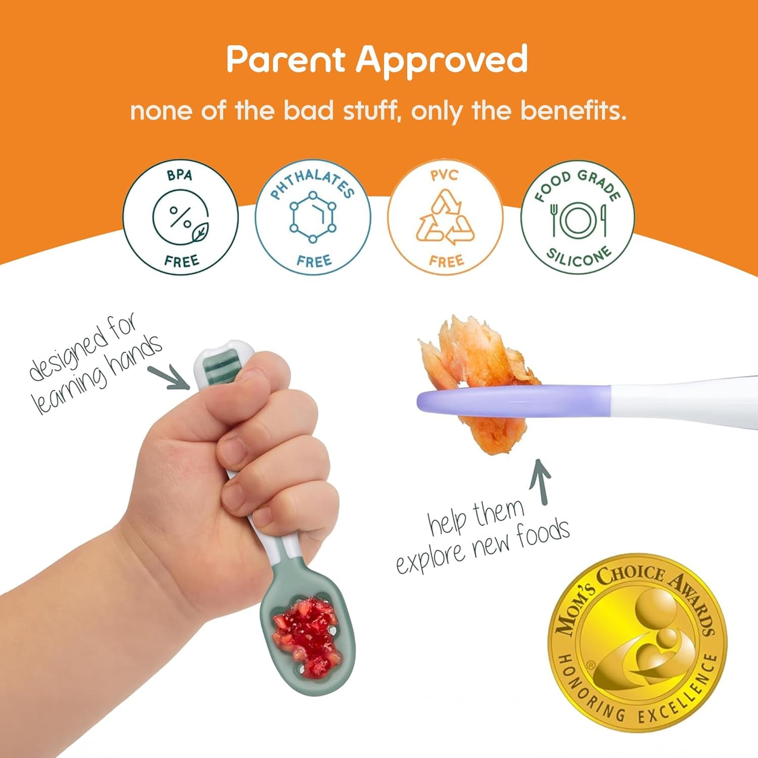 baby-spoons-self-feeding-6-months-2-pack-blue-orange-first-stage-silicone-pre-spoon-utensils-for-baby-led-weaning-bpa-free-baby-feeding-essentials-dishwasher-safe