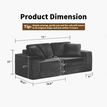 Modular Sectional Sofa, Modern Modular Sofa Couch with Deep Seat，Comfy Cloud Couch, Sectional Couches for Living Room, Bedroom and Apartment，2-Seater，Dark Grey3