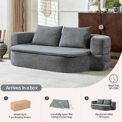 79" Convertible Futon Sofa Bed Mattress, Sleeper Boneless Futon Sofa,Grey8