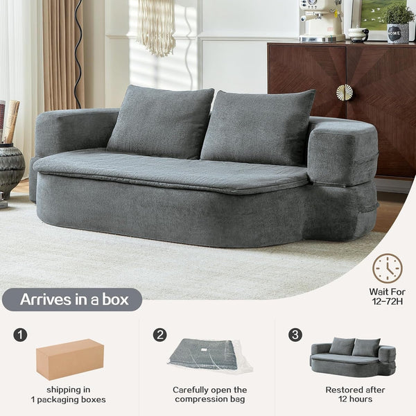 79" Convertible Futon Sofa Bed Mattress, Sleeper Boneless Futon Sofa,Grey8