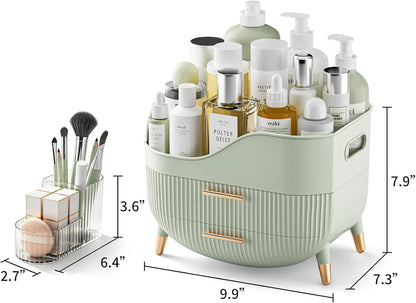 Makeup Organizer with Drawers, Green Skincare Organizer for Vanity, Storage Box with Handle, Large Cosmetic Display Case for Dresser, Bathroom Countertop3