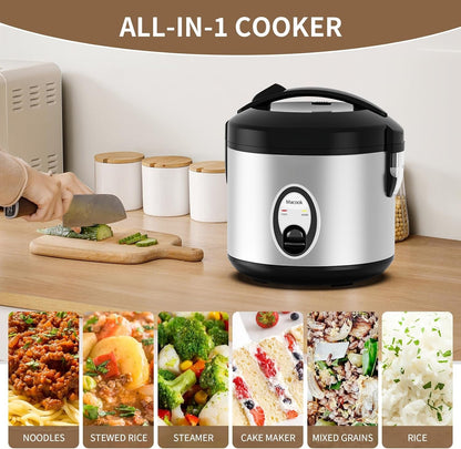 Stainless Steel Rice Cooker with Steamer, 4-Cup Uncooked (1.0L)/8-Cup Cooked, Electric Grain & Vegetable Cooker, Auto Keep Warm for Oatmeal, Soups & Multicooking7