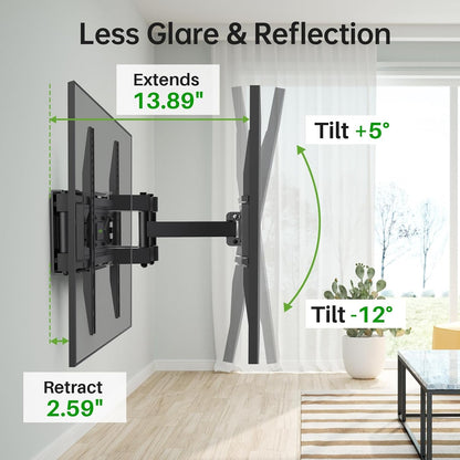 Full Motion TV Wall Mount for Most 32-70 Inch Tvs up to 99 Lbs, Wall Mount Bracket with Dual Articulating Arms, Swivel, Tilt, Max VESA 400X400Mm, TV Mount Fits 12”/16” Wood Studs5