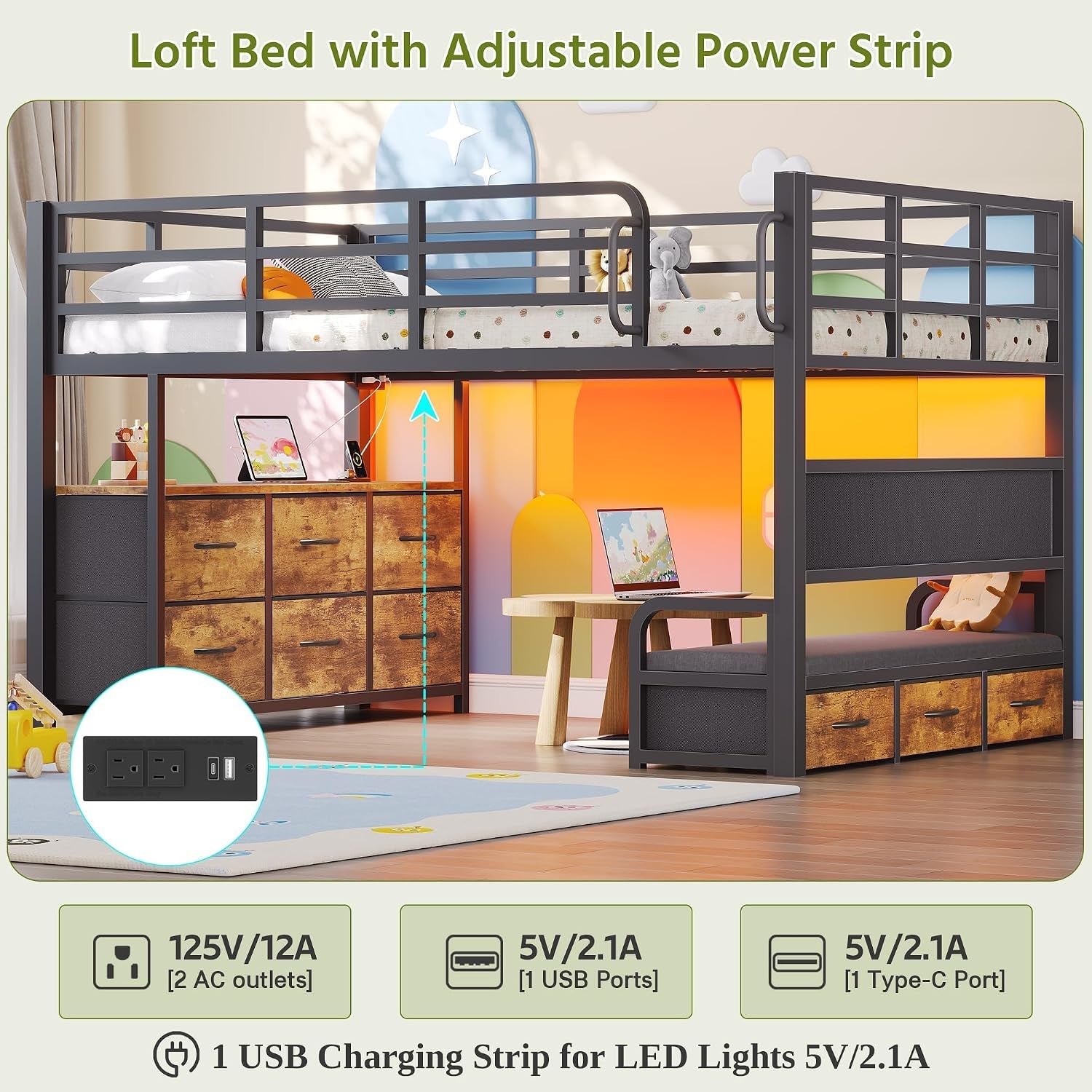 low-loft-bed-twin-with-desk-9-storage-drawers-rustic-brown