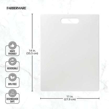 Large Cutting Board, Dishwasher- Safe Plastic Chopping Board for Kitchen with Easy Grip Handle, 11In by 14In, White5