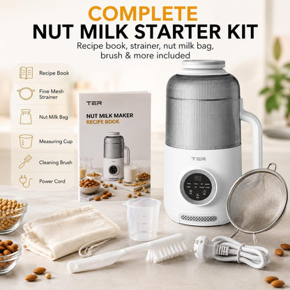 40Oz Nut Milk Maker Machine, 10-In-1 Automatic Soy Milk Maker for Almond, Oat & Plant-Based Milk, Self-Cleaning Milk Maker with 12H Delay Start, Keep Warm, Boil Wa, Soup & Juice Upgraded9