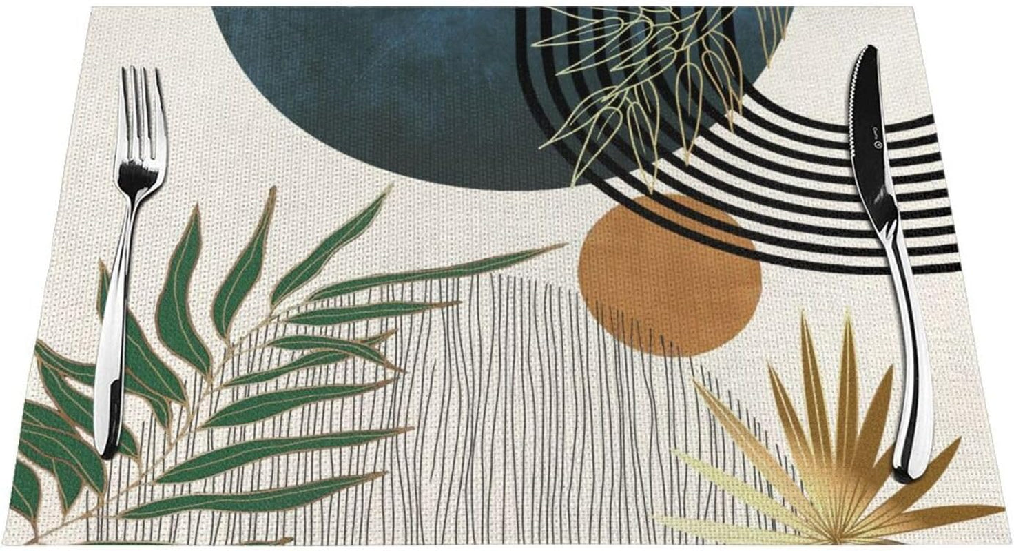 mid-century-placemats-12x18-inches-set-of-4-modern-boho-green-navy-blue-tropical-leaf-decorative-rectangle-table-mats-for-party-home-kitchen-dining-table-decoration