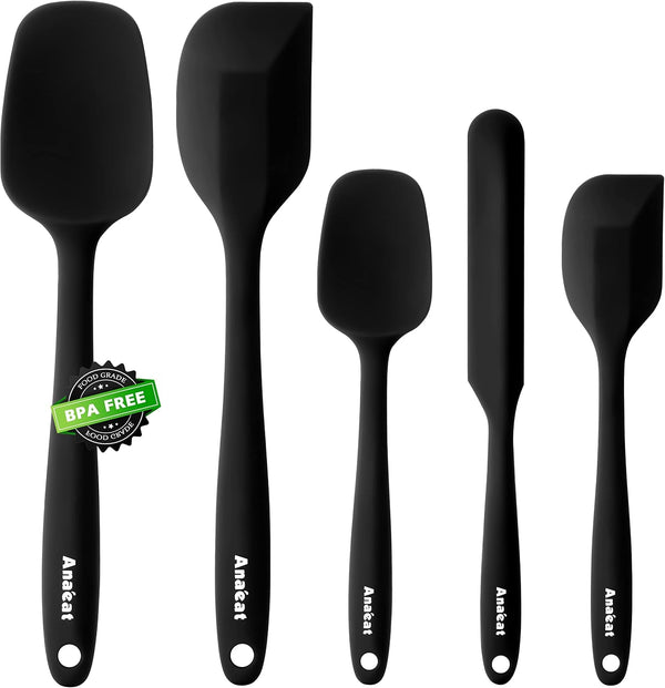 Silicone Spatula Set of 5 - Seamless One-Pieces Design, Non-Stick Rubber Spatulas Kitchen Scraper Flexible for Easy Baking, Cooking, Scraping & Mixing, Heat Resistant & Dishwasher Safe1