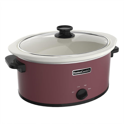 8 Quart Slow Cooker Oval Manual Pot Food Warmer with 3 Cooking Settings, Red1