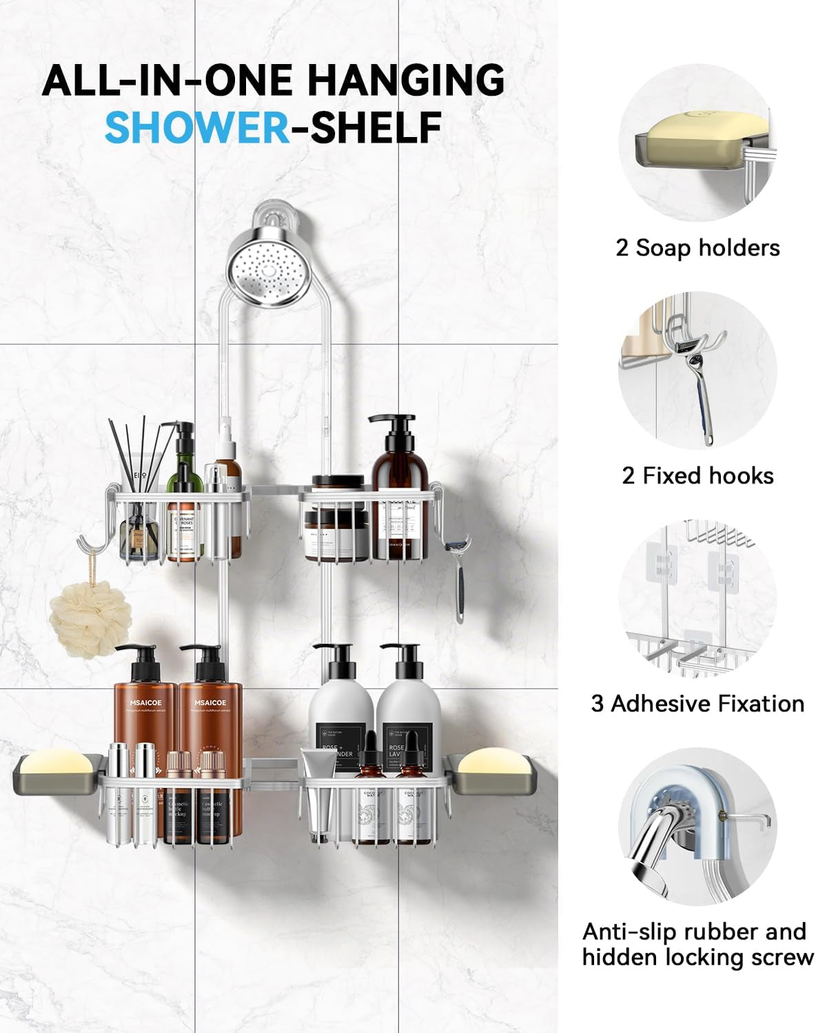 adjustable-shower-caddy-hanging-never-rust-shower-organizer-hanging-aluminum-shower-racks-for-inside-shower-bathroom-organizers-and-storage-with-2-soap-holders-and-2-removable-hooks-silver