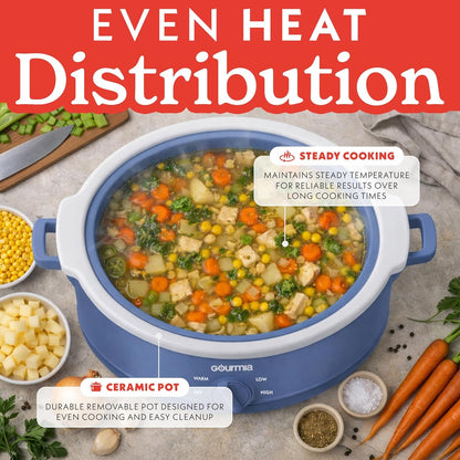 Slow Cooker - 7 Quart Removable Ceramic Pot, Manual Controls with 3 Temperature Settings, Dishwasher Safe Crock and Glass Lid, Lavender7