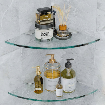 2 Sets Glass Shower Shelves - Corner Shower Shelf Organizer for Soap & Shampoo, Adhesive Bathroom Shelf, No Drilling1