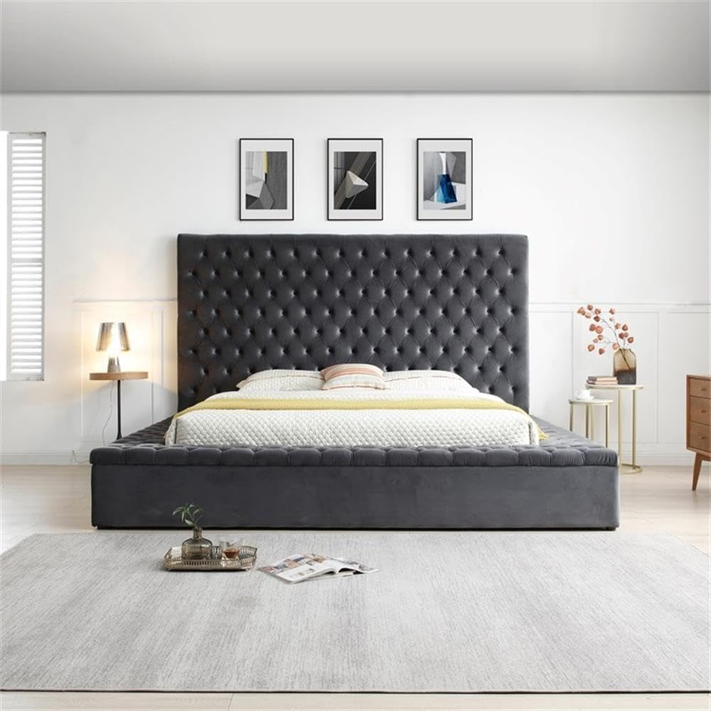 cosmopolitan-velvet-upholstered-platform-queen-bed-in-gray