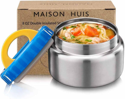 8Oz Soup Thermo Wide Mouth Vacuum Insulated Stainless Steel Food Jar, Leak Proof for Hot&Cold Food Kids Lunch Container for School Travel (Blue)1