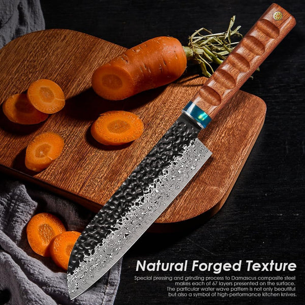 Damascus Santoku Knife 8 Inch,Professional Kitchen Knives,Sharp Damascus Knife,Ergonomic Rosewood Handle with Gift Box for Home & Restaurant2