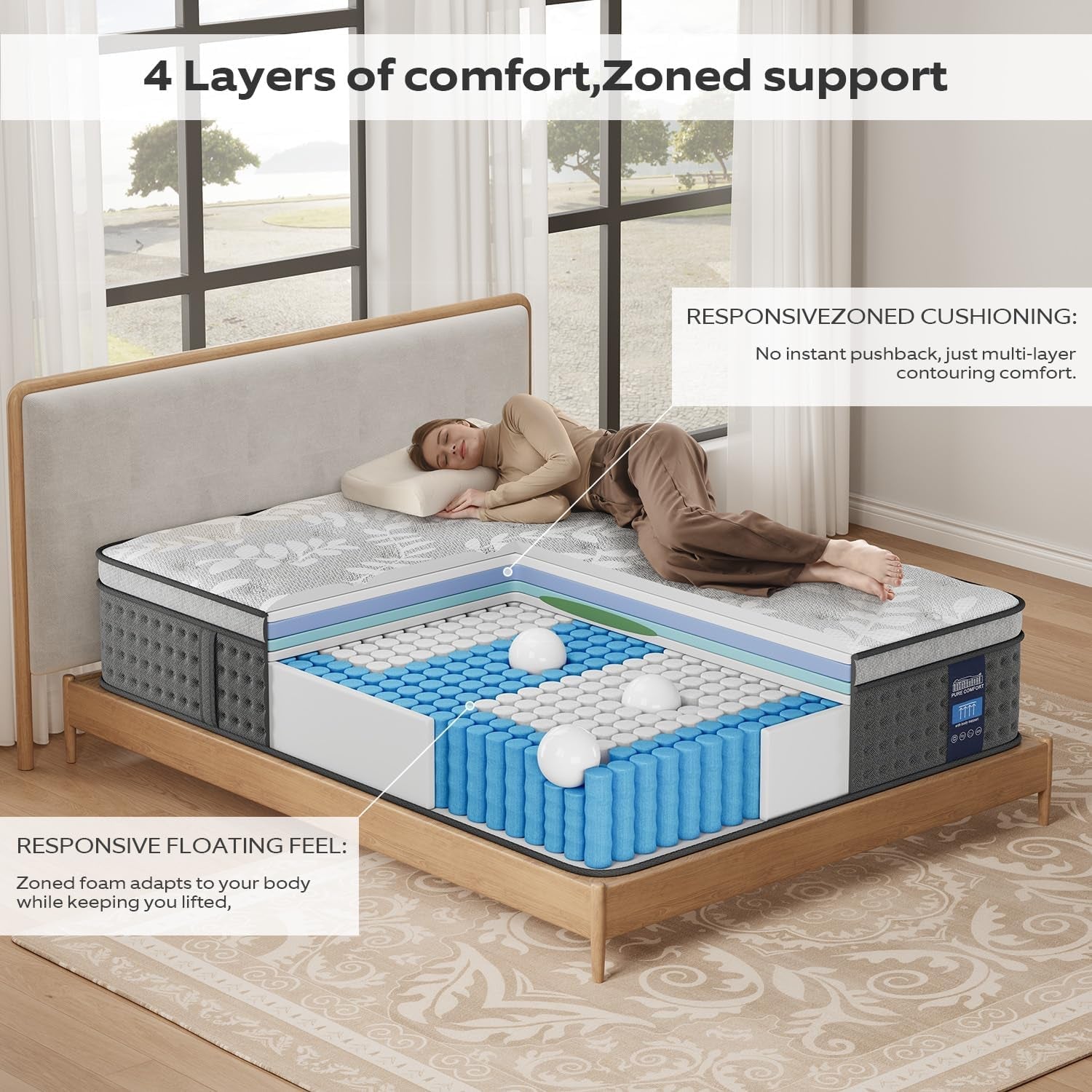 queen-size-mattress-10-inch-cooling-pain-relief-hybrid-mattresses