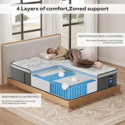 Queen Size Mattress 10 Inch, Cooling Pain Relief Hybrid Mattresses4