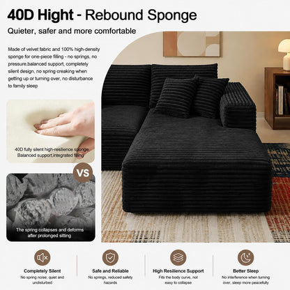 108" Modular Sectional Cloud Couch for Living Room Deep Seat L Shapes Boneless Couch with Oversized Chaise Lounge, Comfy Memory Foam Flannel Fabric Sofa for Bedroom Apartment, No Assembly Required4