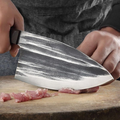 Meat Cleaver, 7.3 Inch Forged Butcher Knives with Wood Handle Slicing Chopping Meat Cutter Handmade Household Carving Knife4