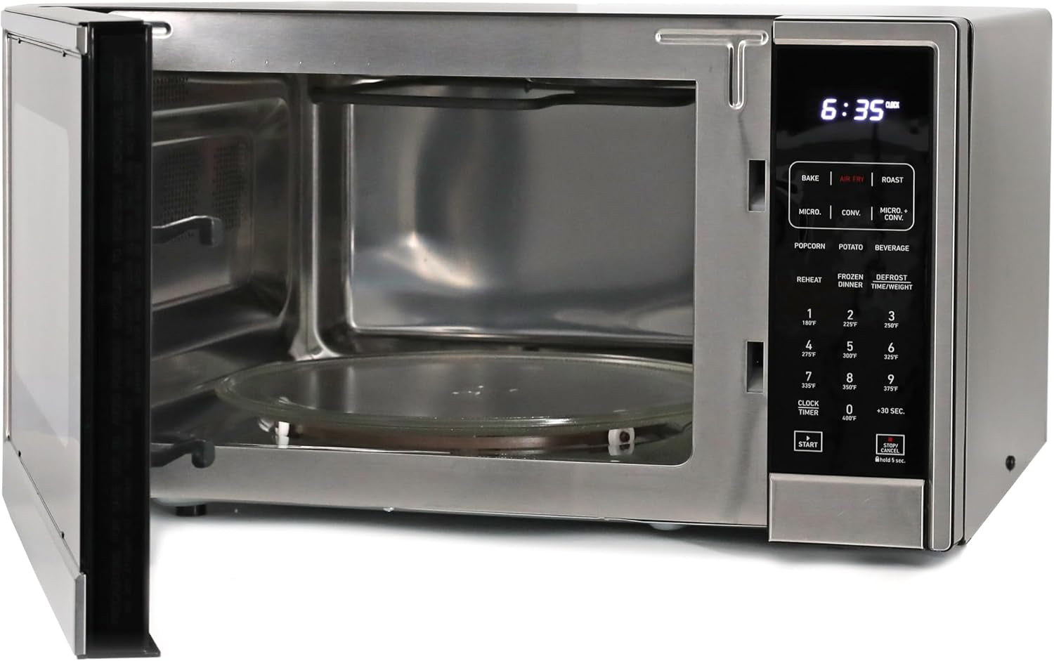 3-in-1-microwave-air-fryer-convection-oven-1000-watts-with-10-power-levels-and-12-presets-speed-defrost-electronic-control-panel-and-glass-turntable-1-3-cu-ft-stainless-steel