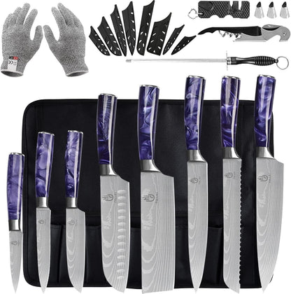 Knife Set, 14Pcs Japanese Knives Set, Multiple Colour Premium German Stainless Steel Chef Knife Set1