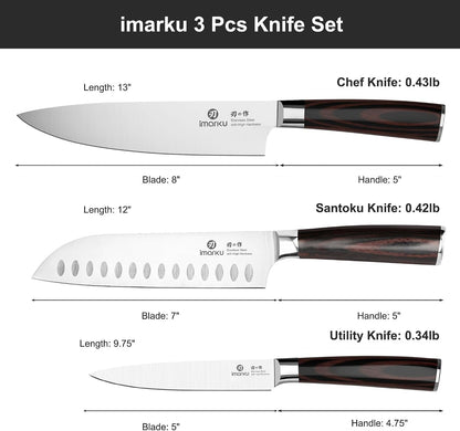 3 Pieces Knife Set, Japanese High Carbon Stainless Steel Chef Knives5