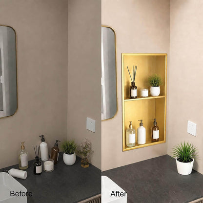 Stainless Steel Shower Niche Insert 12" X 24" Brushed Gold6